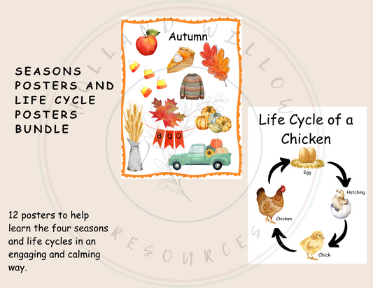 Seasons Posters and Life Cycle Posters Bundle