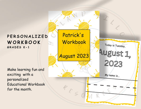 Personalized August Workbook Grades K-1